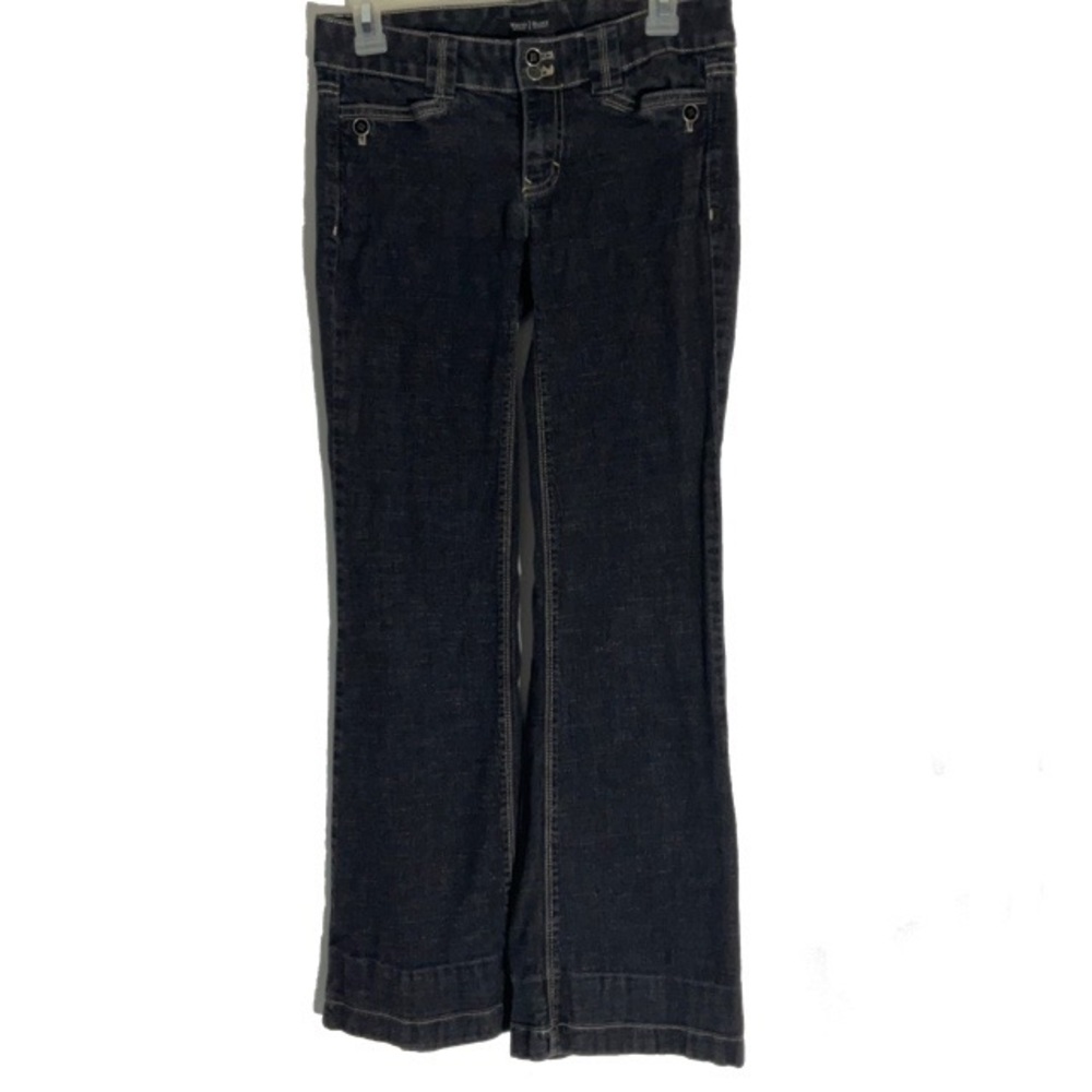 WHBM Black Flare Leg Jeans Double Button Zip Closure 4-Button Pockets Size 00R